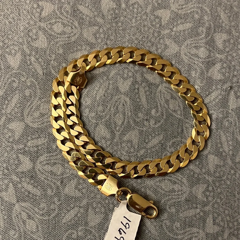 24K Gold Bonded 925 Cuban link Stamped Men’s Bracelet From Italy 🇮🇹 - Picture 4 of 15